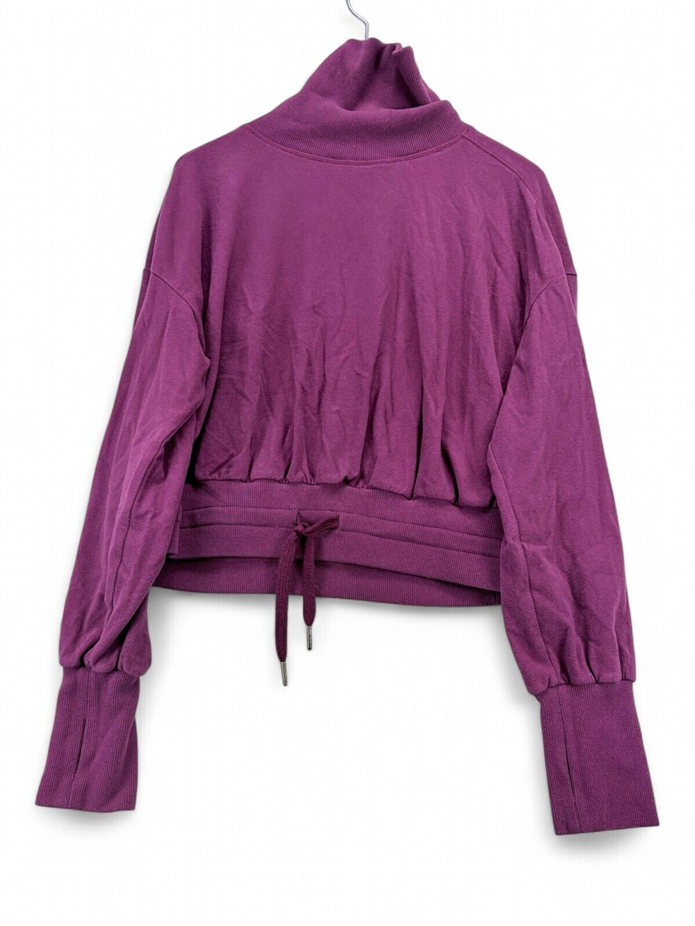 Sweaty Betty Cropped Drawstring Turtleneck Sweater Plum Purple Size 6